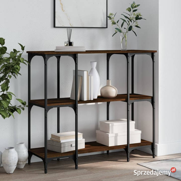 Stolik konsolowy brązowy dąb 102x35x90 WM834149 Warszawa sprzedam