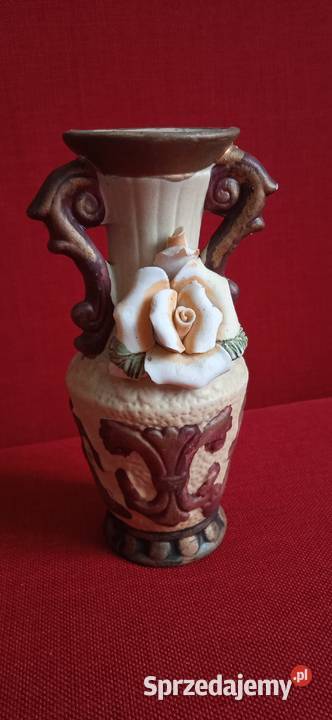 Mały stary flakonik z kamionki ręcznie malowany