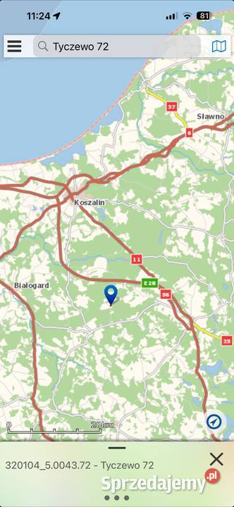 Działka budówlana 22zł/m2 Sprzedaż Tychowo