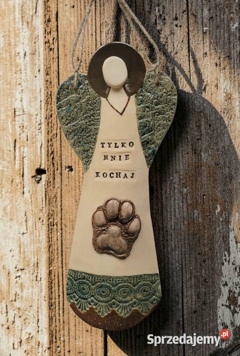 ANIOŁ CERAMICZNY Z PSIĄ ŁAPKĄ DO POWIESZENIA sprzedam