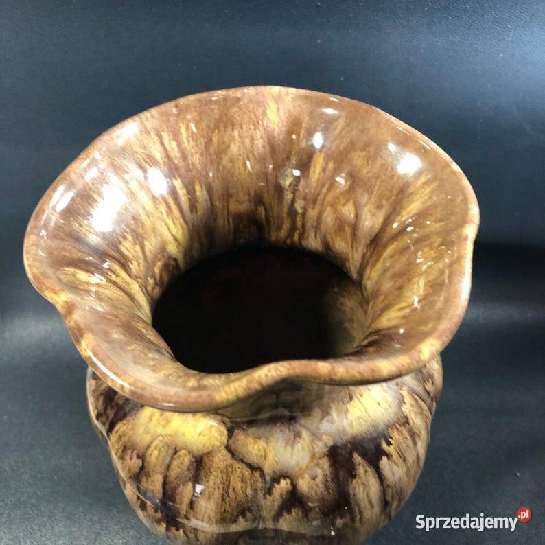 Piękny Wazon z brzowej ceramiki FOREIGN Vintycz Warszawa