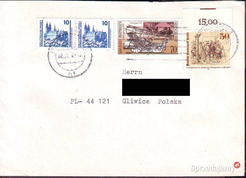 Kop z koresp Filat NRD Polska 1990 Gliwice