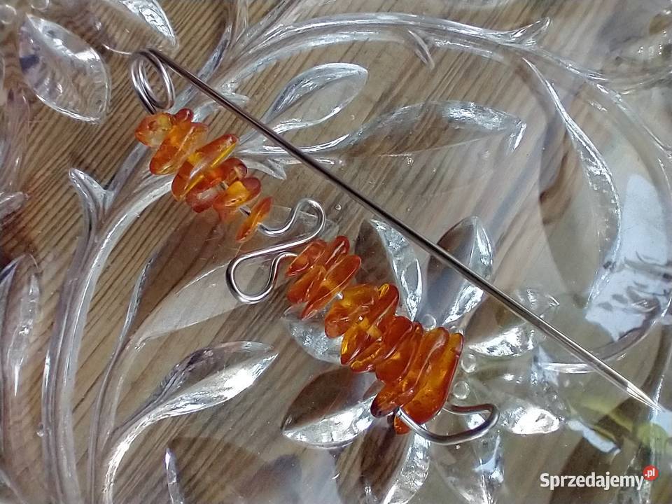 Dekoracyjna broszka naturalny bursztyn nowe