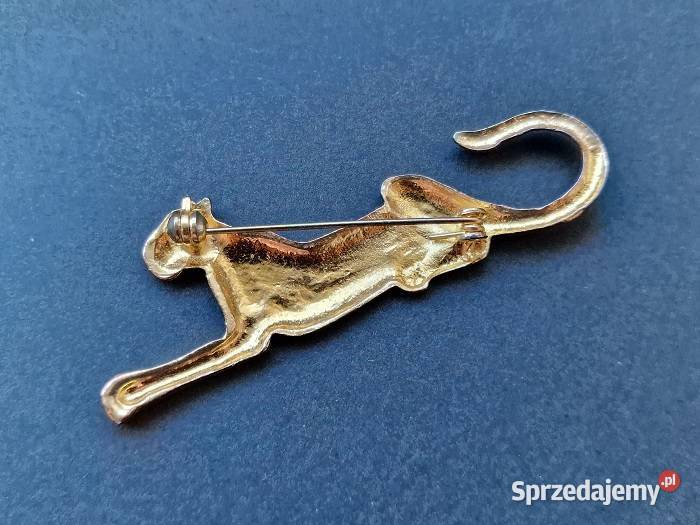 VINTAGE BROSZKA ARTYSTYCZNA ZŁOTA PANTERA KOT pozłacane Częstochowa