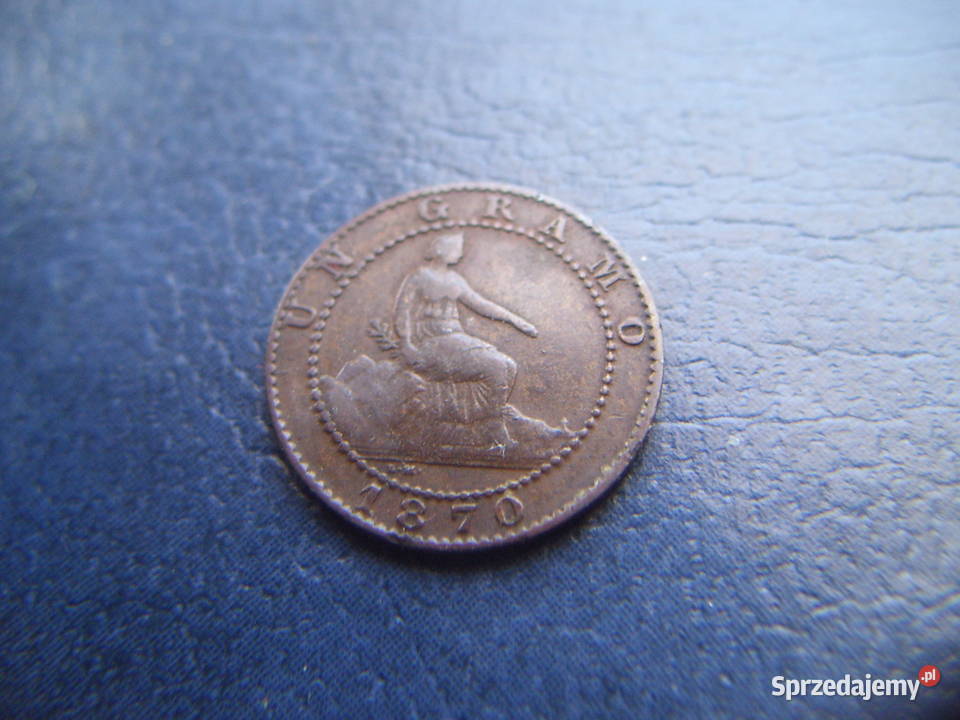 Stare monety 1 centym 1870 Hiszpania Lesko