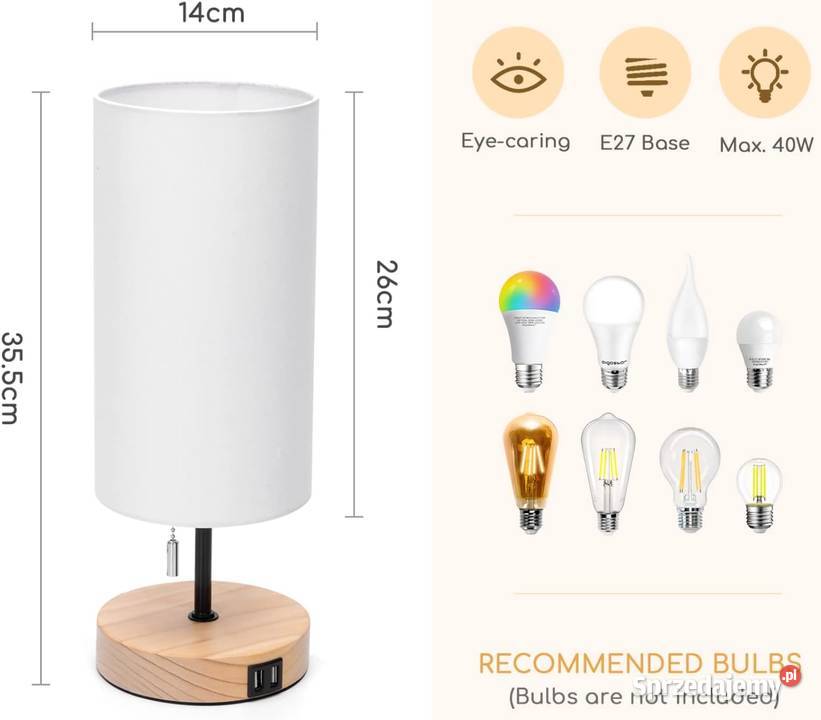 Aigostar Lampka nocna z 2 portami USB Bytom