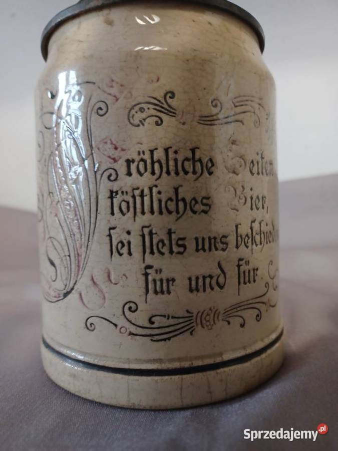 Porcelanowy unikatowy z 19 w sygnowany kufel