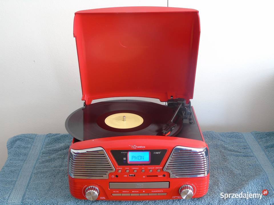 Gramofon z radiem USB SD mp3 AUX i głośniki Jasło