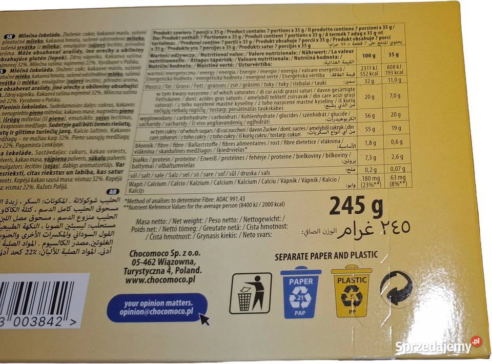 Chocoyoco Premium Czekolada mleczna 245g Czeladź
