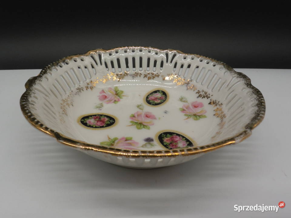 Stara misa ażurowa porcelana ręcznie malowana Raszków