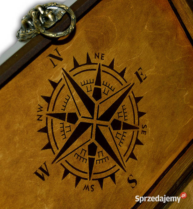 KUFEREK drewniane pudełko STARA MAPA duża brązowy kujawsko-pomorskie