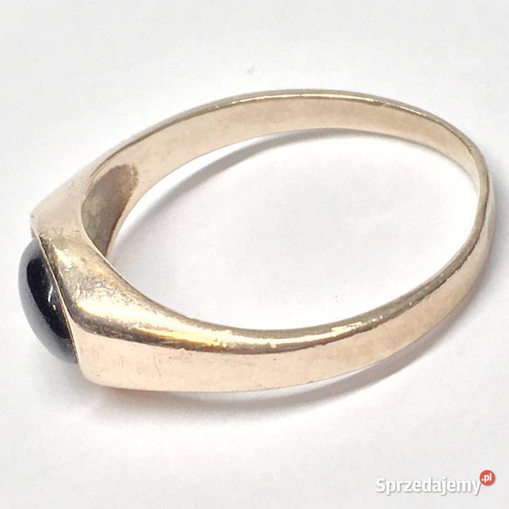 Złoty SYGNET damski 585 14K cudowny ONYKS CZARNY Pierścionki Warszawa