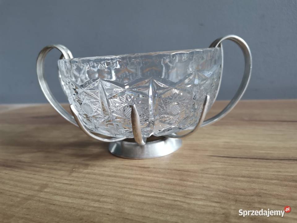 Stara posrebrzana cukierniczka kryształ plater Katowice