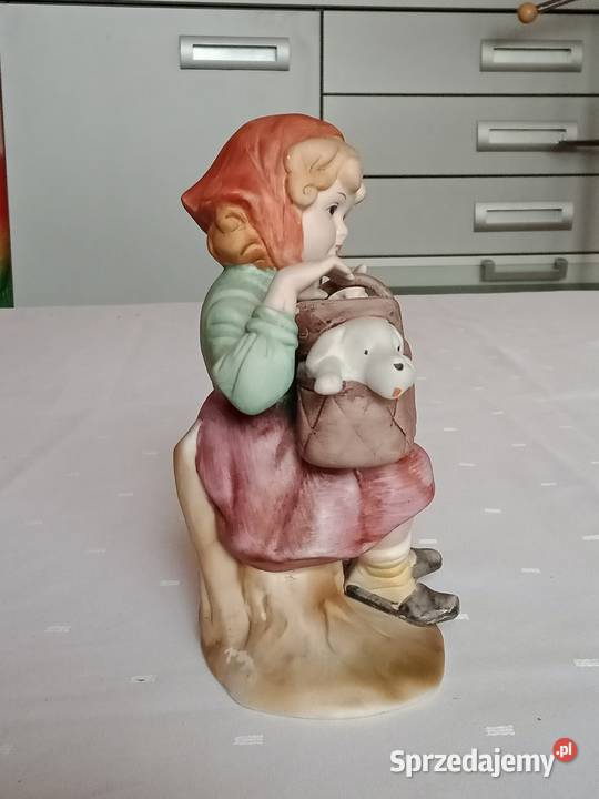 Figurka z biskwitu Dziewczynka z psem Figurki i rzeźby Łódź