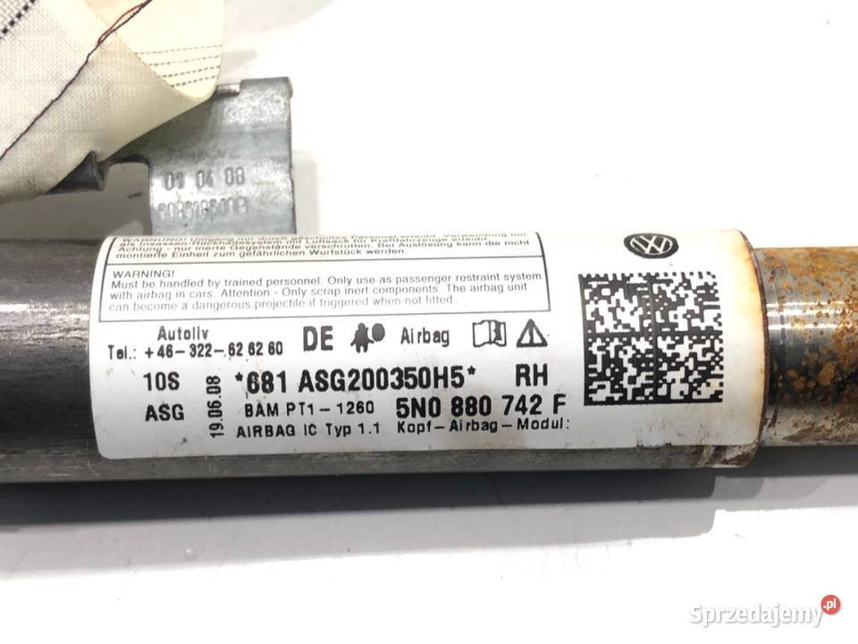 KURTYNA POWIETRZNA PRAWY VW TIGUAN 5N0880742F osobowe sprzedam
