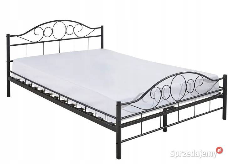 Łózko czarne metalowe 160 x 200 podwójne ze Kępno