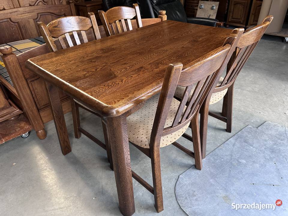 Dębowy stół 4 krzesła 100 lite drewno Sławoszewek