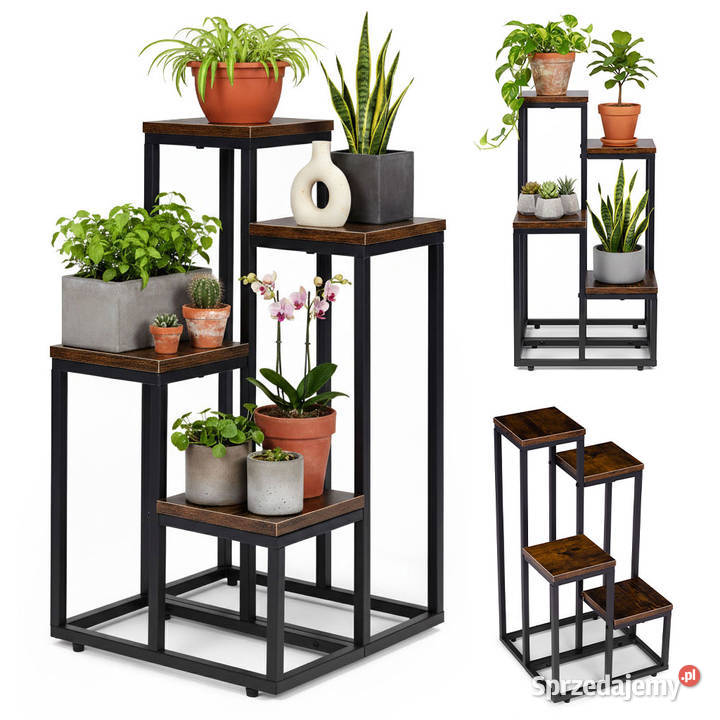 Kwietnik stojący stojak na kwiaty ozdoby 4 półki opolskie Smogorzów