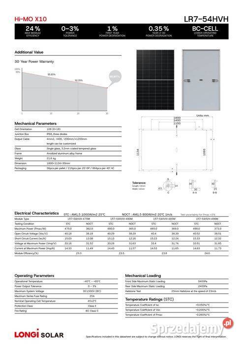 Panel Fotowoltaiczny LONGi 490W HiMO X10 Panele fotowoltaiczne