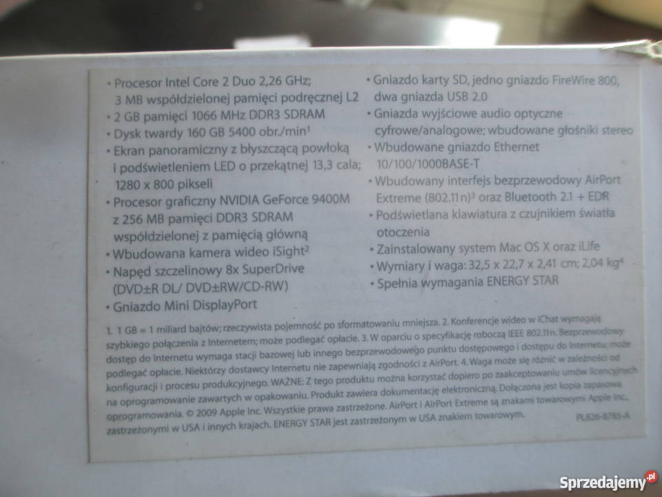 Pudełko macbook a1181 oryginał APPLE Pozostałe Nowy Sącz