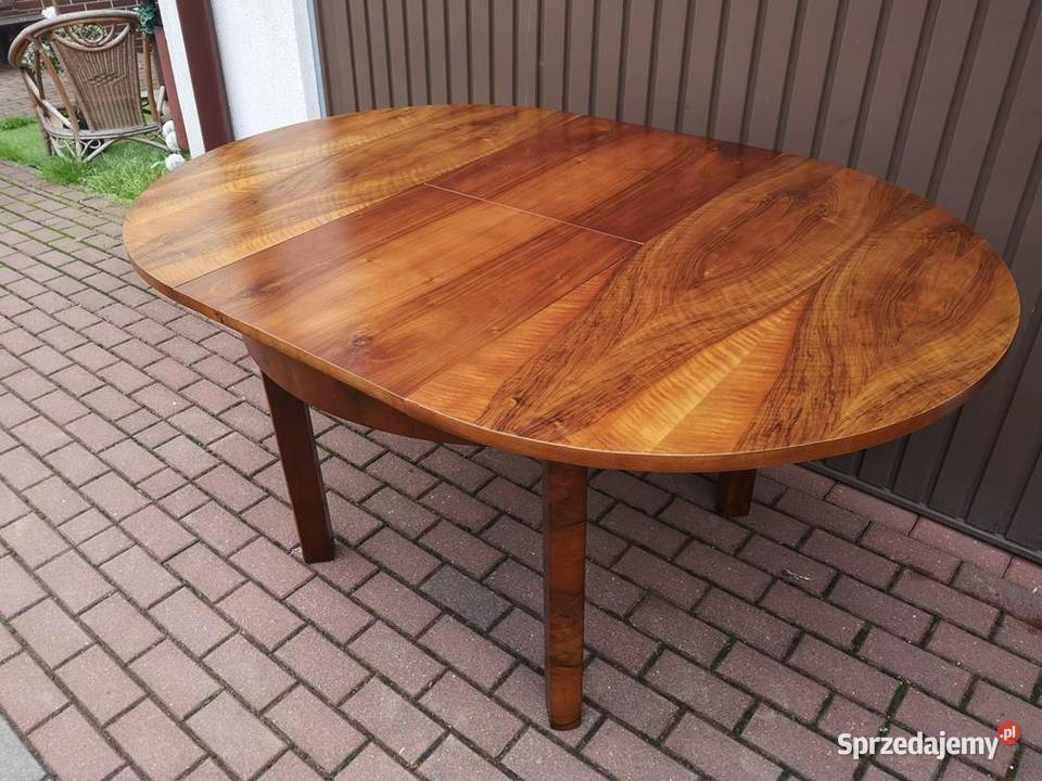 Stół ArtDeco Okrągły Orzech Zgrabny Antyk Stary Meble Swarzędz