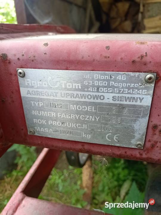 Agregat uprawowy z hydropakiem nieuszkodzony Agregaty Dworszowice Kościelne