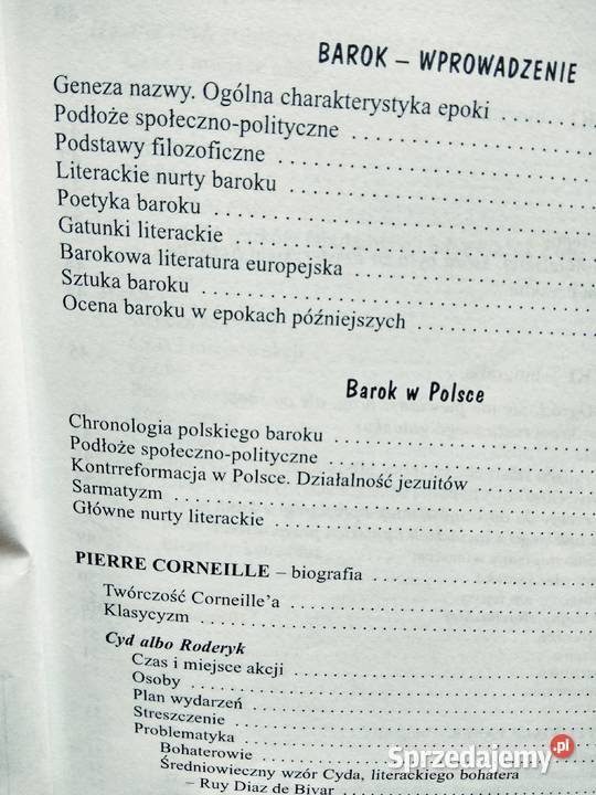 Barok oświecenie szkolne używane księgarnie Warszawa