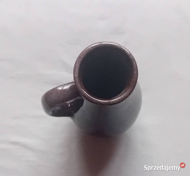 Ceramiczny szkliwiony wazon z uchem dzbanek Koźminek
