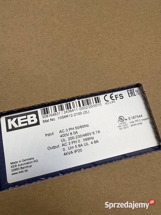KEB 10S6K122100 2L Combivert S6 Servo Drive 22kW Warszawa