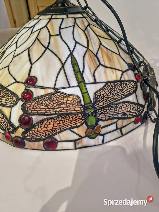 Tiffany lampa witrażowa wisząca ważki Zaręba