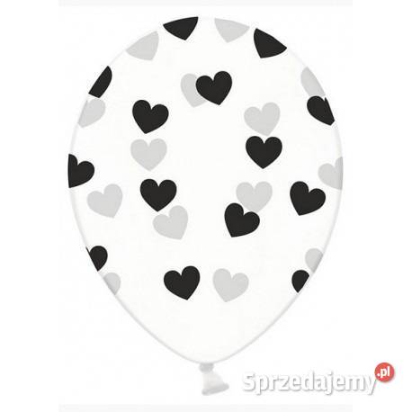 Balony przezroczyste w czarne serduszka 6 wielkopolskie sprzedam