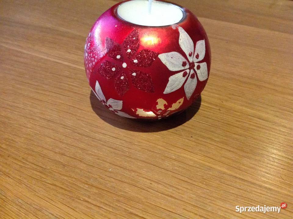 Bombka Szklana Świecznik czerwony