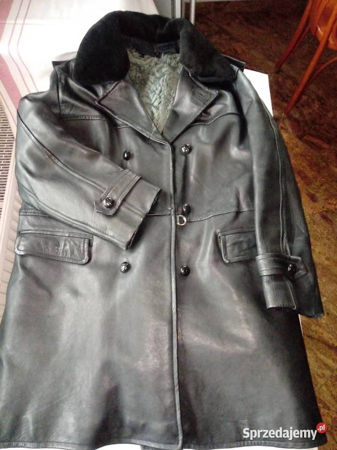 NOWY płaszcz skórzany MO milicyjny drogówki Militaria Piotrówek