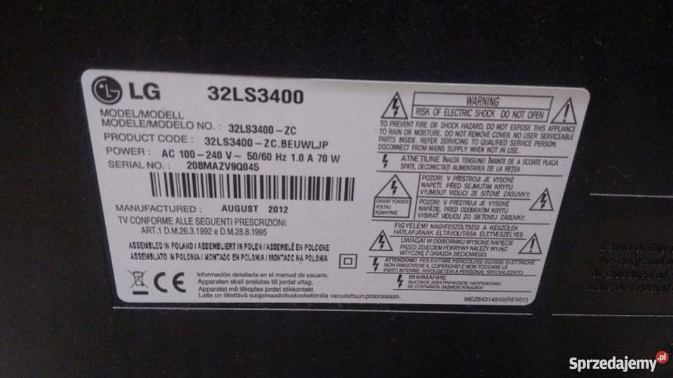 Telewizor LG 32LS3400 LED dvbc dvbt 32 kompletny Złotów sprzedam
