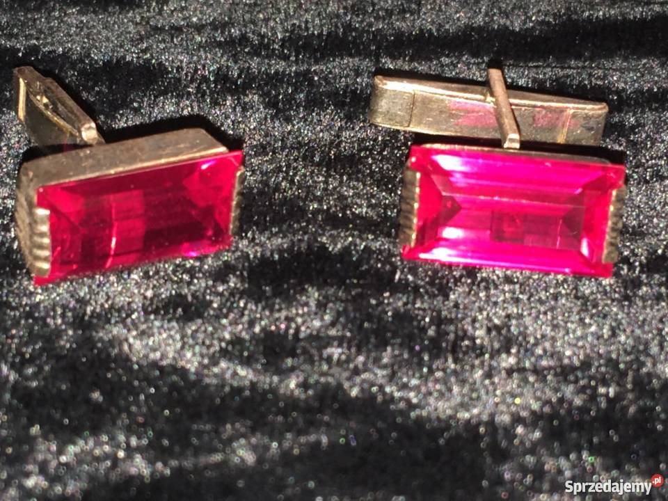 Antyk Srebrne spinki do mankietów z turmalinem srebrne Lublin