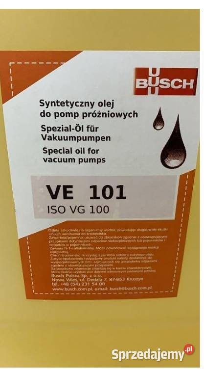 Olej do pomp próżniowych BUSCH VE101 10 litrów dolnośląskie Legnica