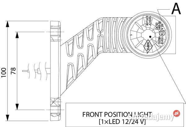 Lampa obrysowa LED lewa 0714W 1224V biała Kamionna
