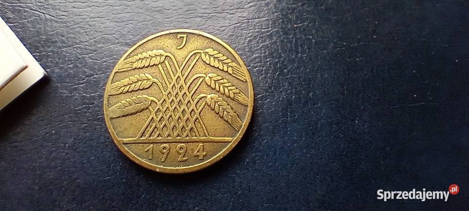 Stare monety 10 rentenfenig 1924 J Niemcy Numizmatyka Lesko