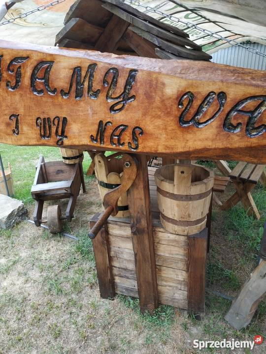 Wiadro drewniane dębowe ozdoba ogrodowa