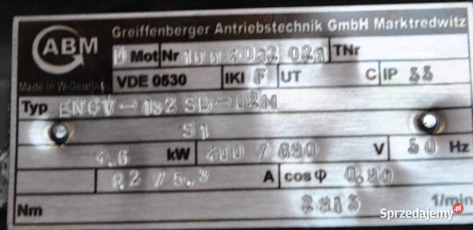 Motoreduktor 46kw z regulacją 2421210obrmin Kargowa