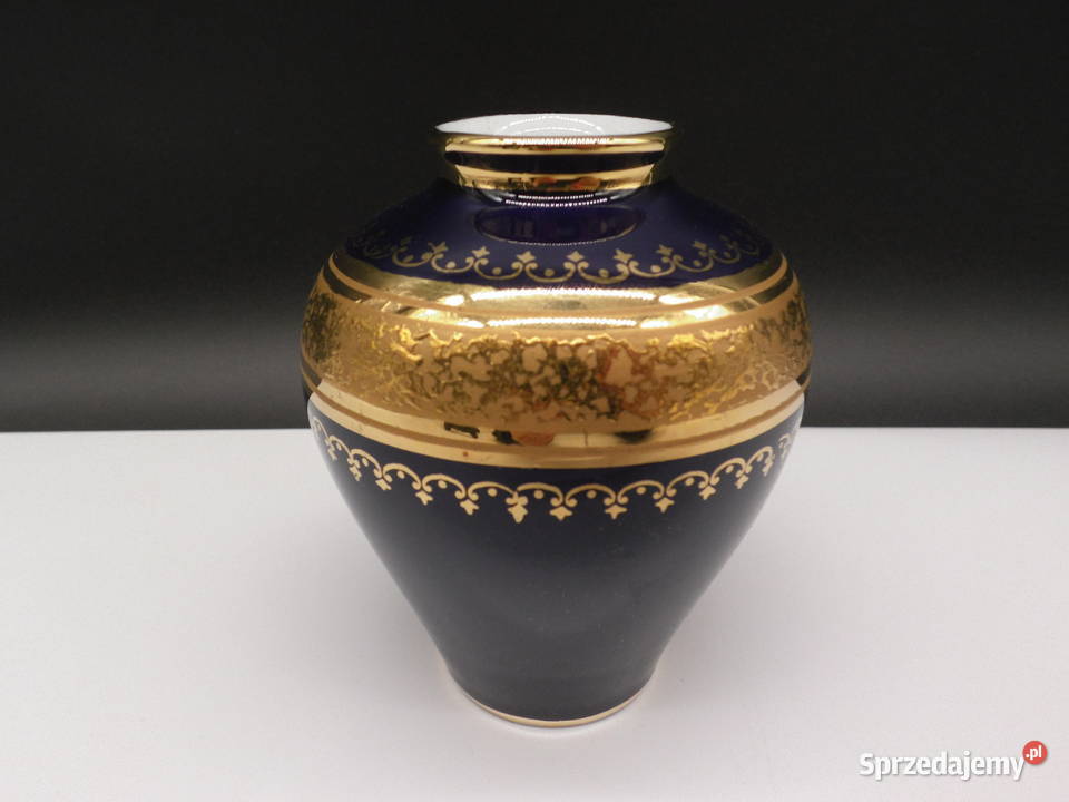 Piękny Kobaltowy Wazon Royal KPM Bavaria Echt Porcelana i szkło
