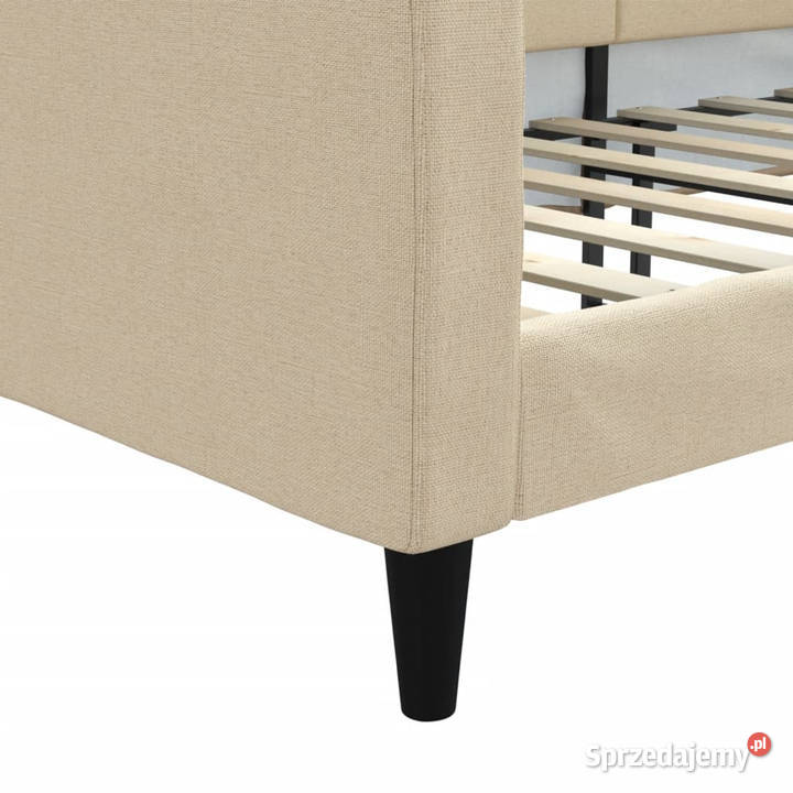 Sofa z funkcją spania kremowa obita tkaniną Łóżka