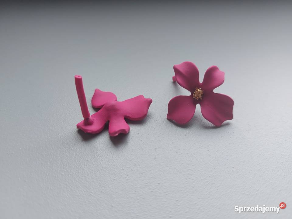 fuksjowe kolczyki kwiaty wkręty różowe Poznań