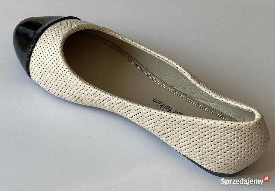 Beżowe baleriny połysk rozmiar 38 BAL9 czarny mazowieckie sprzedam