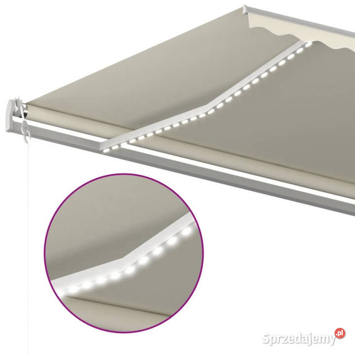 Ręcznie zwijana markiza z LED 6x3 m kremowa Warszawa sprzedam