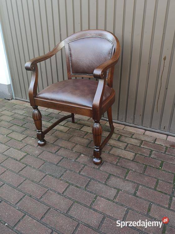 Stary Fotel Krzesło Dębowy Gabinetowy Antyk