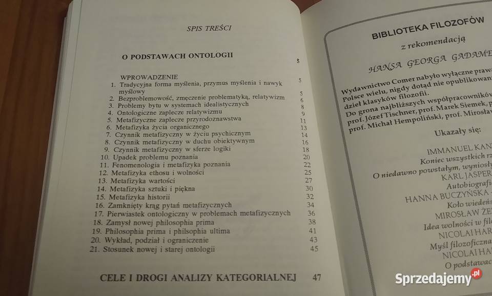 O podstawach ontologii cele i drogi analizy Rok wydania 1994 Gdańsk