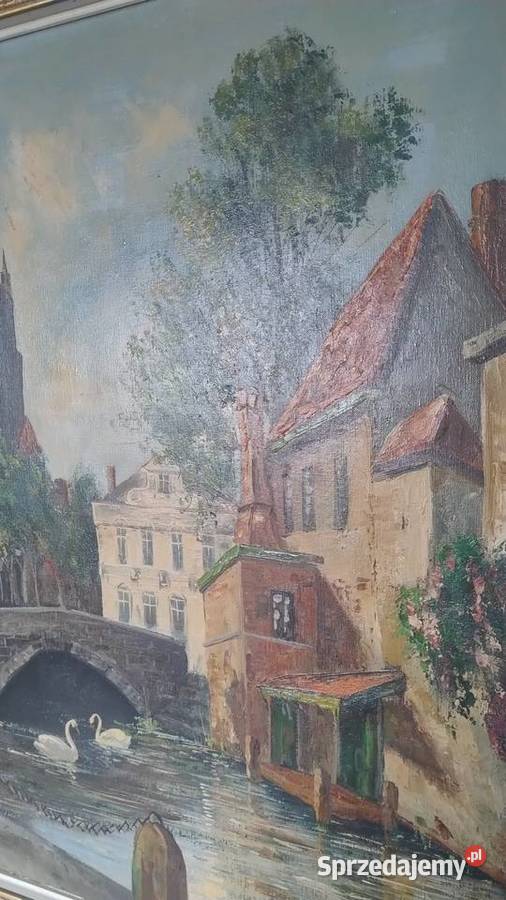 Stary obraz olej na płótnie w złotej ramie Malarstwo Iwonicz-Zdrój