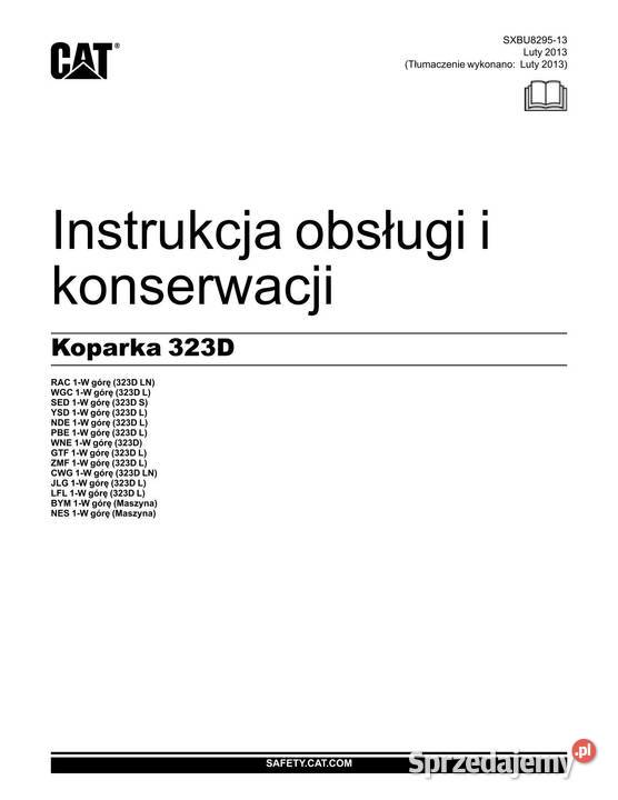 Instrukcja obsługi DTR koparka gąsienicowa Kraków sprzedam