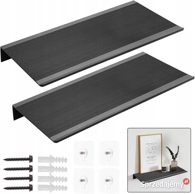 Zestaw 2 półek ściennych metal czarny mazowieckie